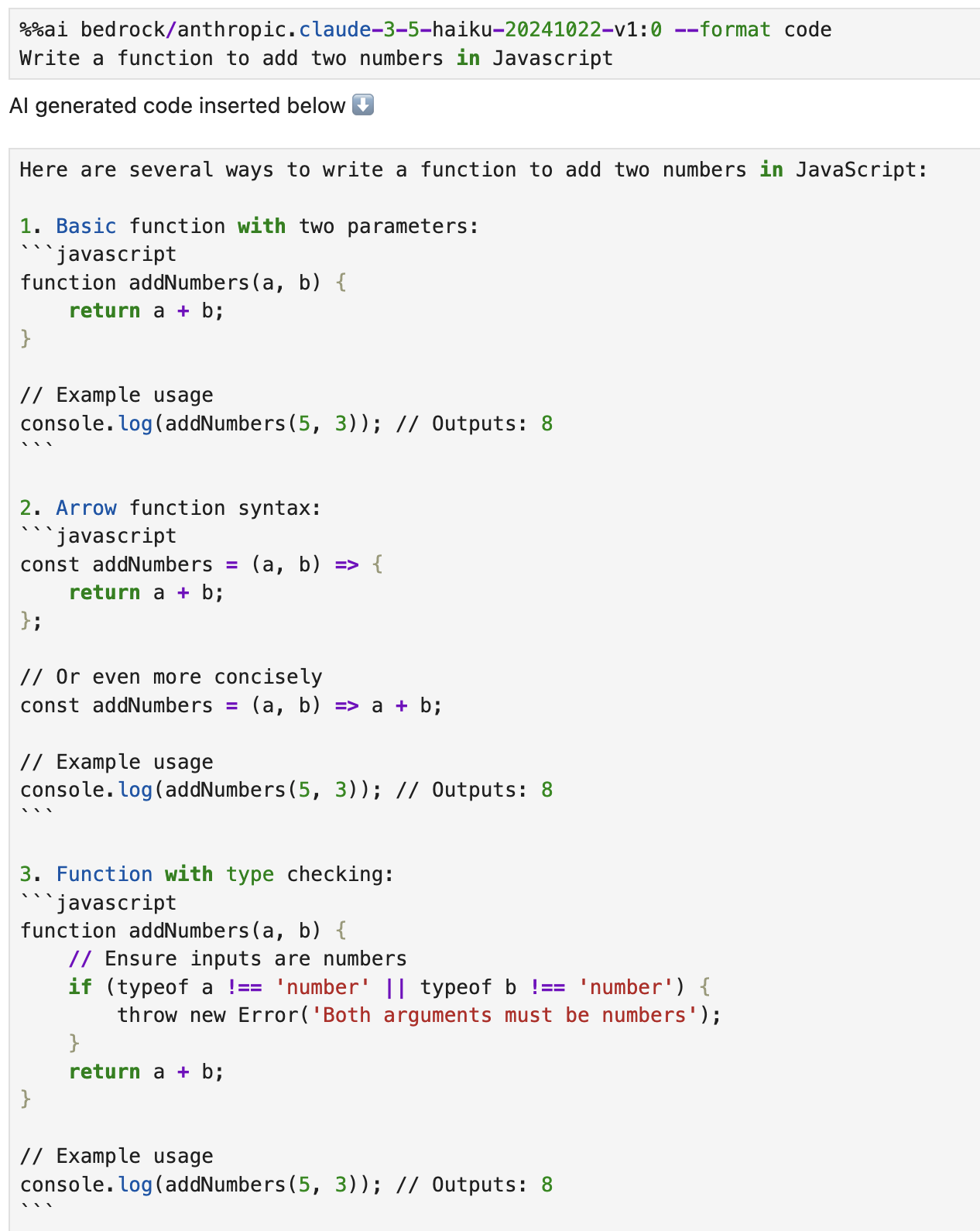 Screenshot of magics formatting output.